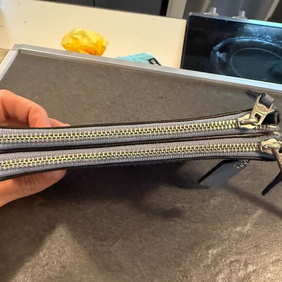 Coach Double Corner Zip Wristlet Light Blue Silver - Picture 6 of 6